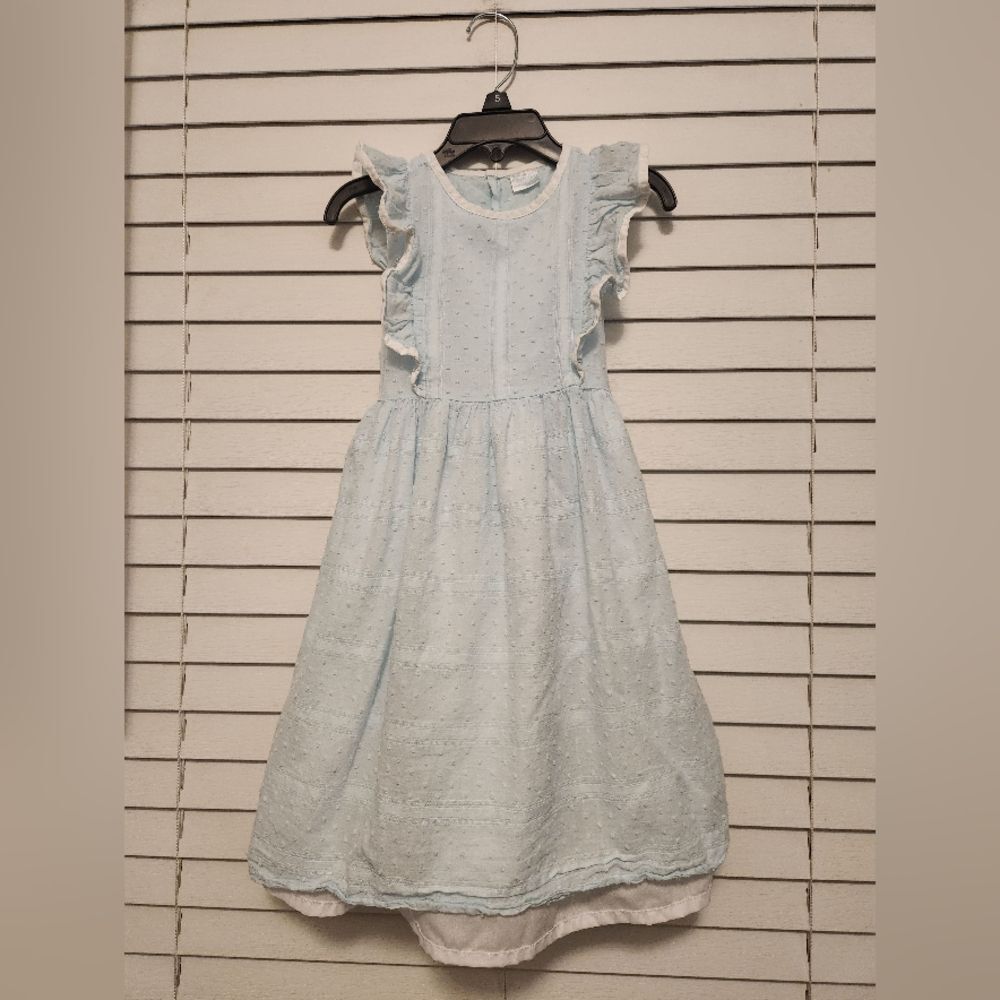 Edgehill Collection Light Blue Swiss Dot A-line Dress Size 5